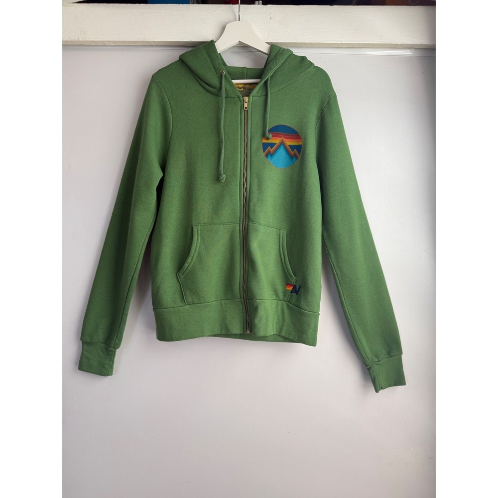 Aviator Nation Green Full Zip Hoodie Sweatshirt Mens Size S Retro Surf Loungwear